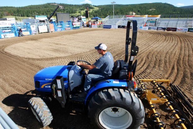 Andy Watson prepares the arena in Big Sky